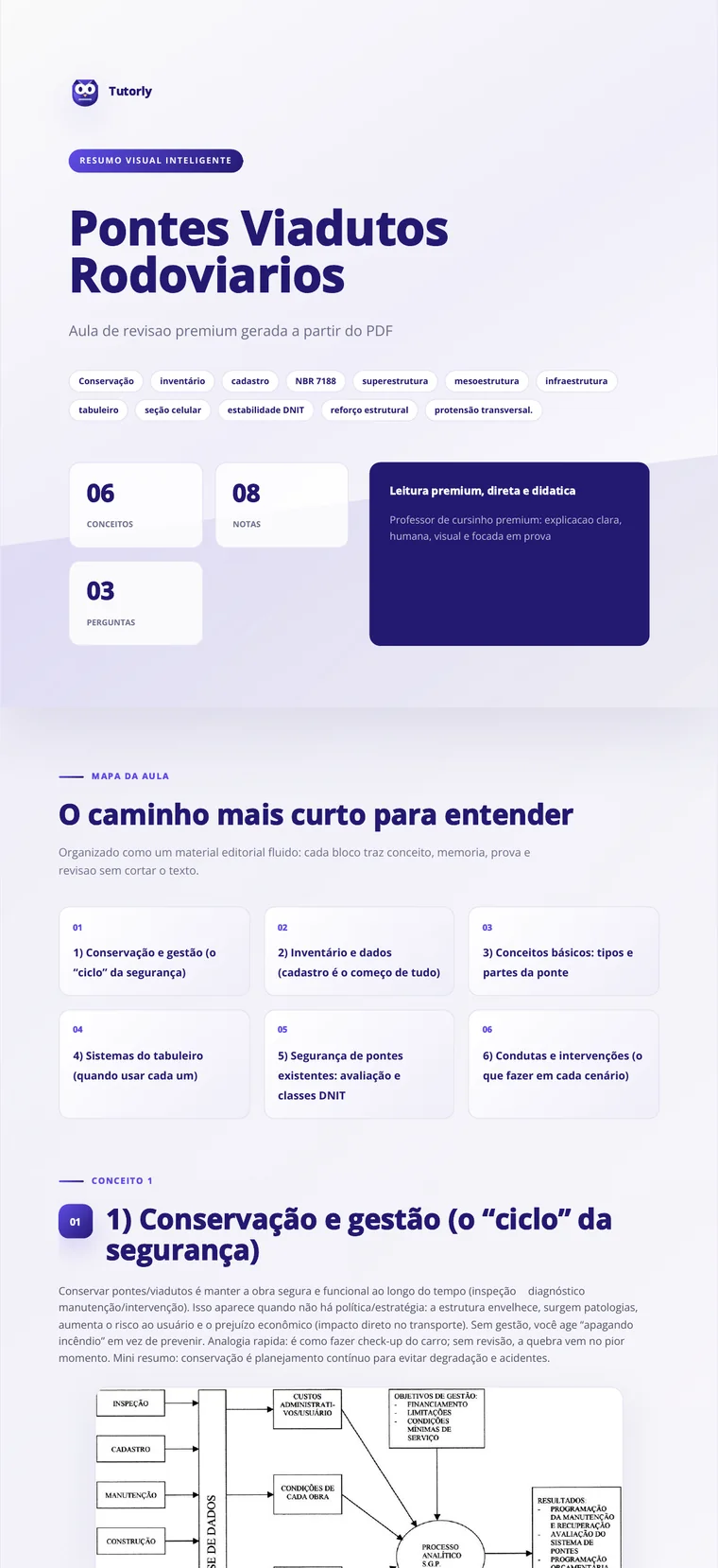 Captura real de um material visual gerado pelo Tutorly